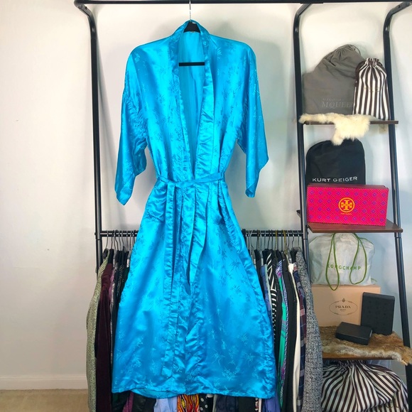 Esme Other - Vintage Esme 100% Silk Aqua Blue Kimono Robe